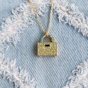 Kate Spade Sweet Treasures Gold Green Mini Pendant Necklace Trendy Jewelry